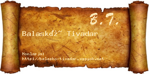 Balaskó Tivadar névjegykártya